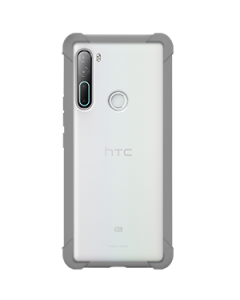 HTC U20 5G 透視雙料防震邊框殼-灰色